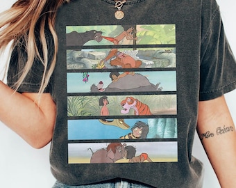 Panelshirt Disney The Jungle Book Scenes, vintage jungleboek T-shirt, Mowgli & Baloo-T-shirt, Magic Kingdom, familie-uitstapje Disney, verjaardagscadeau