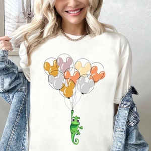 Disney Pascal With Mickey Balloon Shirt, Cute Pascal Rapunzel T-shirt, Disneyland Birthday Gift Tee, Funny Magic Kingdom, Disney Family Trip