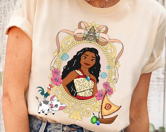 Disney Princess Mirror Coquette Bow Vintage Shirt, Disney Moana 2 Princess T-shirt, Birthday Gift, Disneyland Family Vacation Trip Shirt