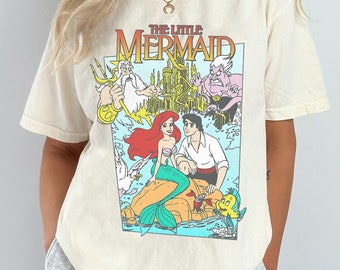 Camiseta vintage de La Sirenita de Disney, Camiseta con el personaje de La Sirenita de la Princesa de Disney, Camiseta Comfort Colors, Viaje al Reino Mágico de Disney