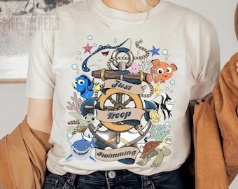 Vintage Cute Finding Nemo Disney Shirt, Just Keep Swimming Finding Dory T-shirt, Comfort Color Tee, Birthday Gift, Disneyland Family Trip