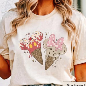 Retro Micky und Minnie Eistüten Shirt, Mickey und Freunde T-Shirt, Komfort Farbe T-Shirt, Geburtstagsgeschenk, Disneyland Familien Reise Shirt