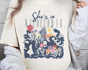 Disney She's A Wildflower Alice In Wonderland Shirt, Princess Alice T-shirt, Comfort Colors Tee, Birthday Gift Shirt, Disneyland Family Trip