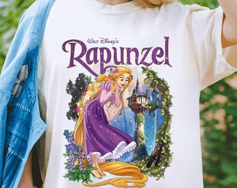 Vintage Disney Tangled Rapunzel Shirt, Disney Rapunzel Floral T-shirt, Princess Rapunzel Tee, Rapunzel and Flynn shirt, Disney Family Trip