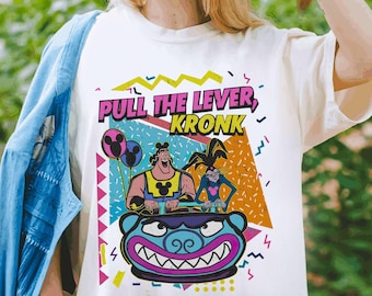 Camisa Disney Pull The Lever Kronk, camiseta vintage de Kronk y Yzma 90S, camiseta Comfort Colors, camisas de regalo de cumpleaños, viaje familiar a Disneyland