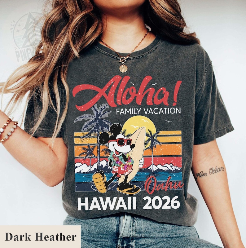 Disney Mickey Aloha Oahu Hawaii 2026 Retro Shirt, Aloha Family Vacation T-shirt, Comfort Color Tee, Birthday Gift Tee, Disneyland Trip Shirt image 2