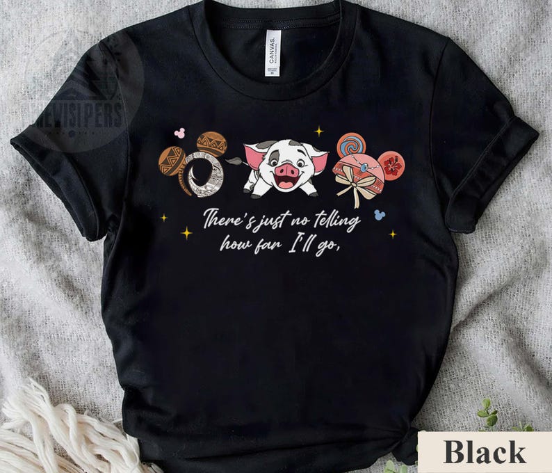 Vaiana Pua-tröja, Hur långt jag ska gå-tröja, Pua Pig Disney-resa, söta öron Vaiana-karaktärströja, polynesiskt tema, söta Disneyland-tröjor bild 6