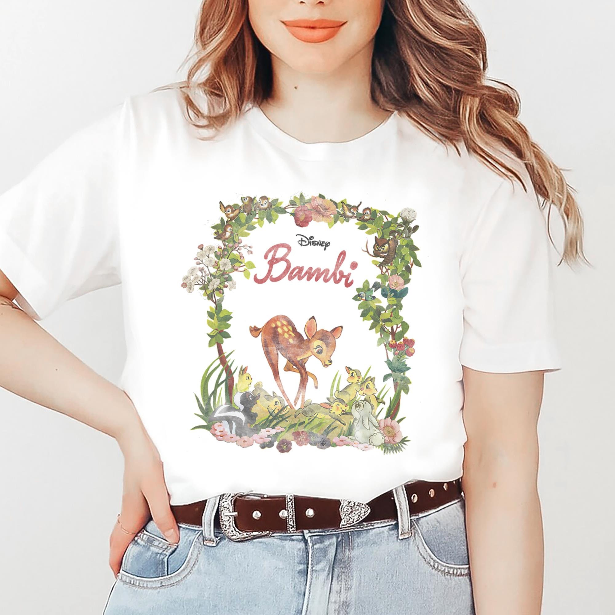 Retro Disney Bambi Floral Shirt, Bambi and Friends Disneyland T 