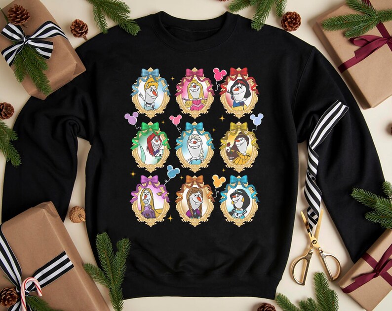 Olaf Prinsessa T-shirt, Snögubbe Cosplay Sweatshirt, Askungen Ariel Elsa T-shirt, Rolig Disney Skurkar Parodi, Magic Kingdom Semestergåva bild 7