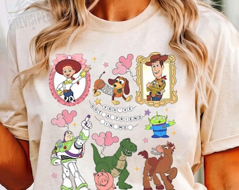 Toy Story vriendschapsarmband shirt, Coquette Disney-T-shirt, Disneyland Trip-outfit voor meisjes, Mickey-ballonafbeelding, You've Got A Friend In Me