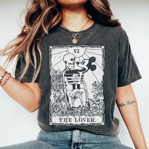 Disney Micky Maus Skelett Shirt, The Lovers Tarot Karten T-Shirt, Silly Symphonie Comfort Colors T-Shirt, Halloween Party Shirt, Gruselige Saison