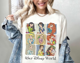 Disney Princess Ariel Blancanieves Cenicienta Camisa, Disneyworld Princess Camiseta, Comfort Colors Tee, Funny Magic Kingdom, Disney Family Trip