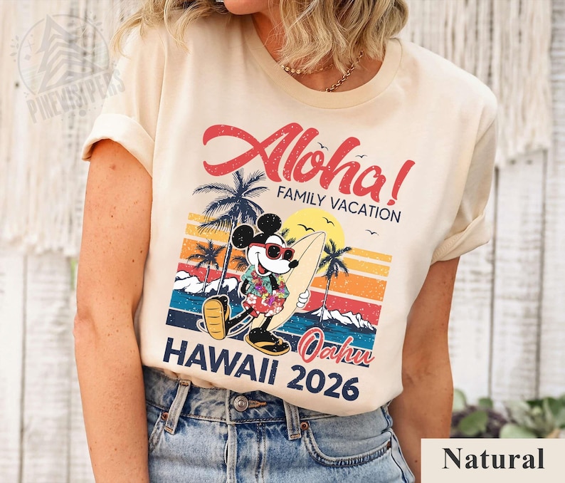 Disney Mickey Aloha Oahu Hawaii 2026 Retro Shirt, Aloha Family Vacation T-shirt, Comfort Color Tee, Birthday Gift Tee, Disneyland Trip Shirt image 1