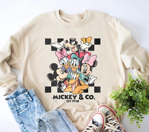 Vintage Mickey and Friends Shirt Mickey Co Est 1928 T shirt Unisex Disney Checkered Tee Birthday Gift Shirts Disney Family Trip Etsy UK