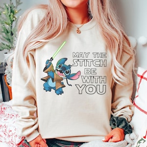 May The Stitch Be With You Jedi Shirt, Galaxy Edge Disney Trip Tee, Sci-Fi Lilo and Stitch Vacation Apparel, Disneyland May The 4th Gift image 4
