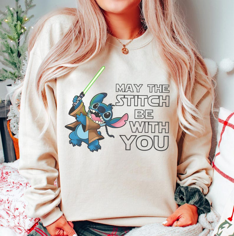 May The Stitch Be With You Jedi Shirt, Galaxy Edge Disney Trip Tee, Sci-Fi Lilo and Stitch Vacation Apparel, Disneyland May The 4th Gift image 4