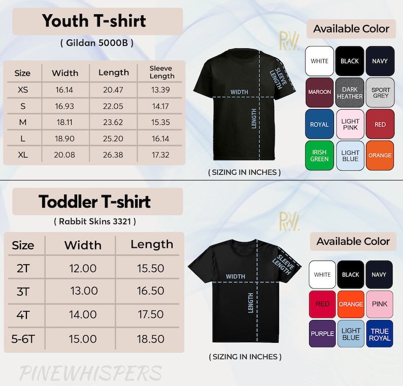 a t - shirt size guide for a child's t - shirt