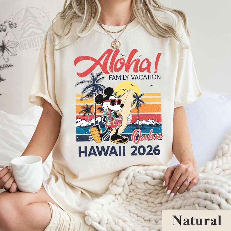 Disney Mickey Aloha Oahu Hawaii 2026 Retro Shirt, Aloha Family Vacation T-shirt, Comfort Color Tee, Birthday Gift Tee, Disneyland Trip Shirt image 3