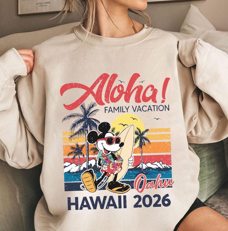 Disney Mickey Aloha Oahu Hawaii 2026 Retro Shirt, Aloha Family Vacation T-shirt, Comfort Color Tee, Birthday Gift Tee, Disneyland Trip Shirt image 4