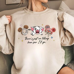 Vaiana Pua-tröja, Hur långt jag ska gå-tröja, Pua Pig Disney-resa, söta öron Vaiana-karaktärströja, polynesiskt tema, söta Disneyland-tröjor bild 7