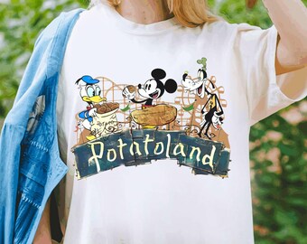Disney Mickey Goofy Donald Bienvenido a la camisa Potatoland, camiseta vintage de Mickey y sus amigos, camiseta Comfort Colors, viaje familiar, regalo de cumpleaños