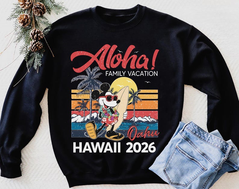 Disney Mickey Aloha Oahu Hawaii 2026 Retro Shirt, Aloha Family Vacation T-shirt, Comfort Color Tee, Birthday Gift Tee, Disneyland Trip Shirt image 5