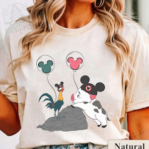 Pua And Hei Hei Family Shirt, Mickey Ears Balloon Graphic, Disneyland Trip Outfit, Moana Theme Park Tee, Disney Vacation Squad Apparel image 1