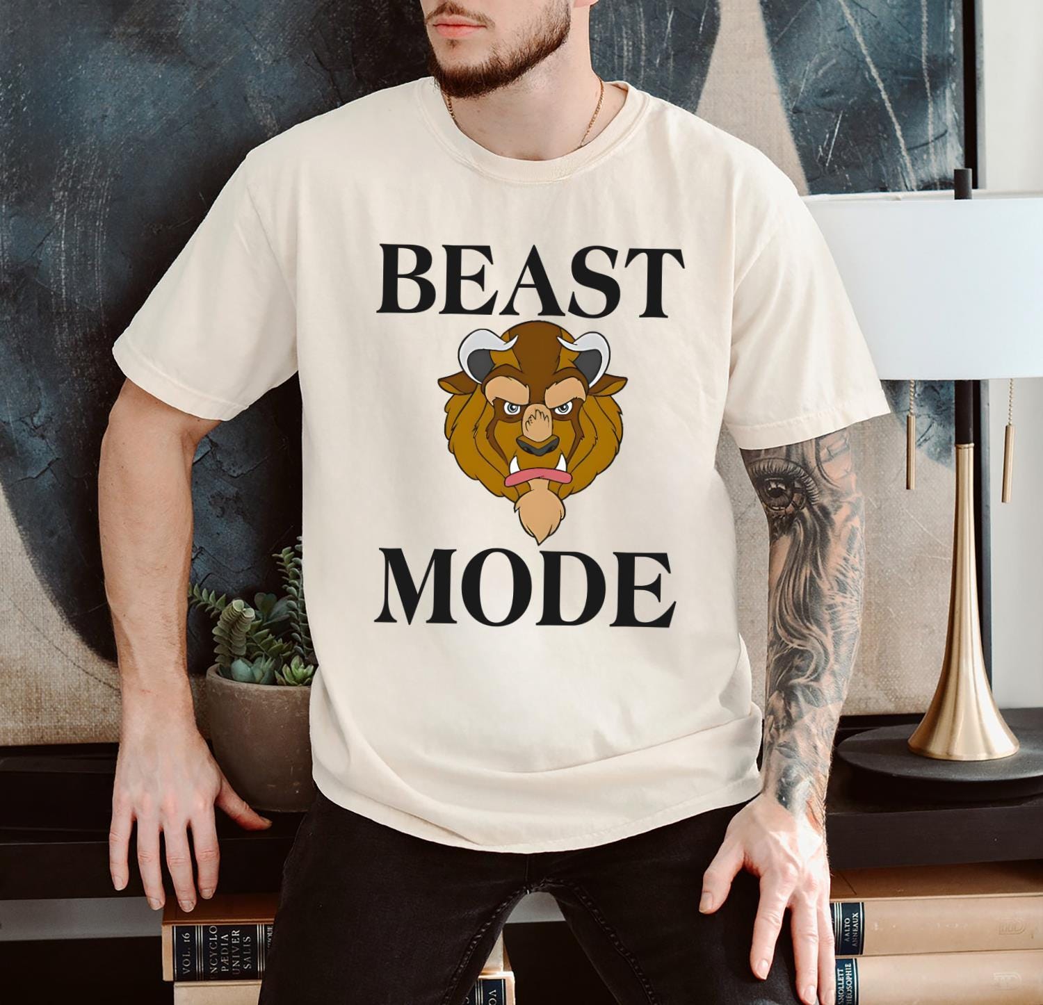 レトロなビーストモードのディズニーシャツ、美女と野獣のTシャツ 
