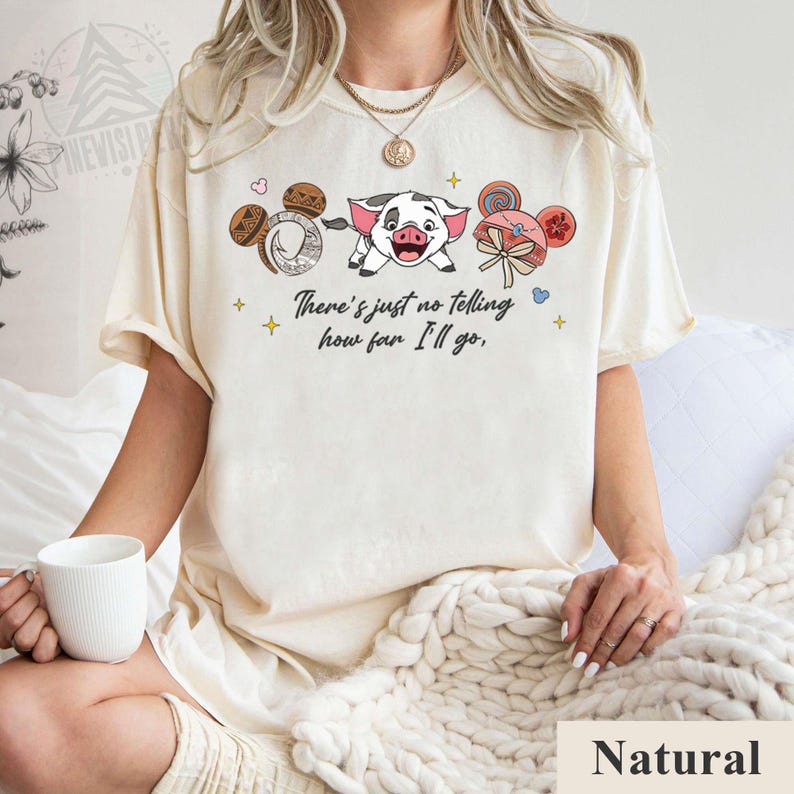 Vaiana Pua-tröja, Hur långt jag ska gå-tröja, Pua Pig Disney-resa, söta öron Vaiana-karaktärströja, polynesiskt tema, söta Disneyland-tröjor bild 1