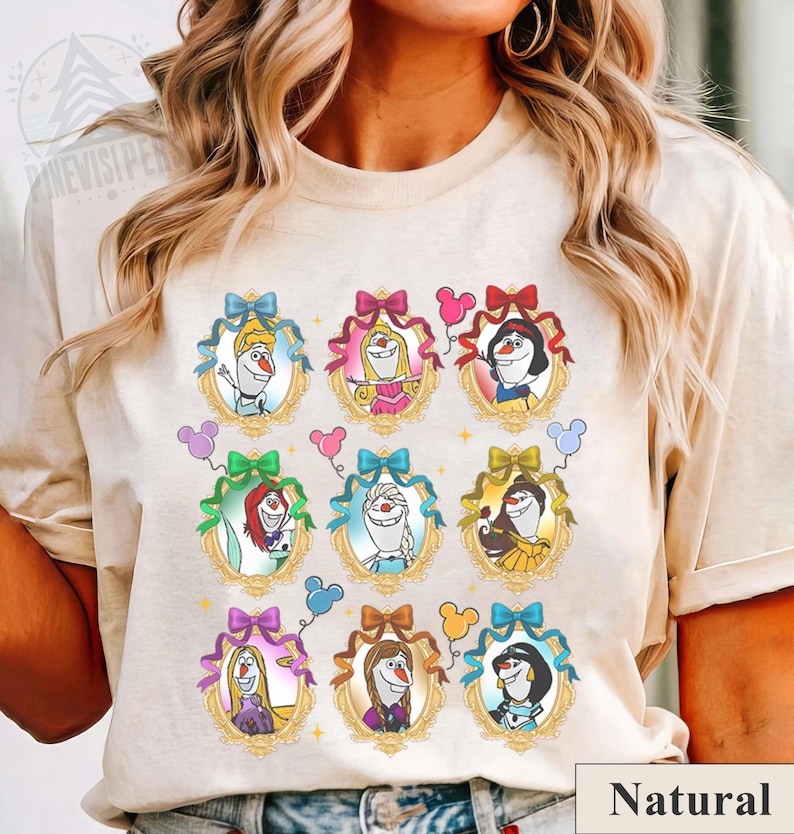 Olaf Prinsessa T-shirt, Snögubbe Cosplay Sweatshirt, Askungen Ariel Elsa T-shirt, Rolig Disney Skurkar Parodi, Magic Kingdom Semestergåva bild 1