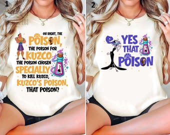 Camisetas de "Oh Right The Poison", sudadera de pareja "Yes That Poison", camiseta divertida con diálogo de Kronk y Yzma, camisetas de regalo del set "El Emperador y sus Locuras" de Disney