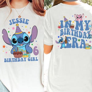 Custom Age Disney Stitch Birthday Shirt, In My Birthday Era T-shirt, Stitch Angel Tee, Birthday Gift, Disneyland Family Vacation Trip Shirt