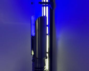 Redesigned Lightsaber Wall Mount Color LED  Motion Activated Display Savi Master Replica Legacy Black Series Force FX Compatible Displa