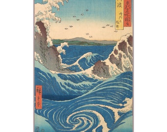 Ukiyo-e Wall Art Poster Hiroshige Utagawa Japanese Naruto Whirlpool, Awa Province 1853 Matte Poster