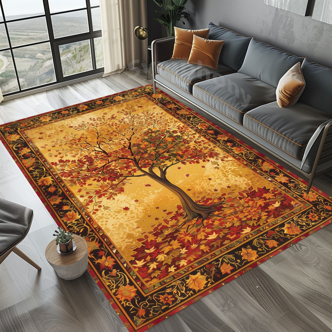 Fall Tree of Life Rug: Traditional Autumn Colors - Etsy