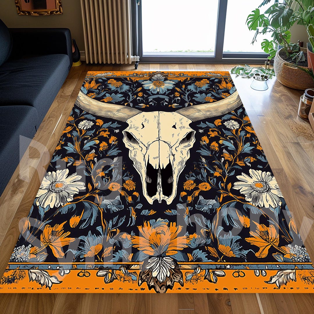 Longhorn Ranch Rug, Western Rug, Ranch Area Rug, Western Area Rug ...