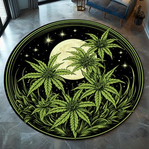 Round Cannabis Rug, Round Marihuana Rug, Weed Head Rug, Flower Rug, Cannabis Leaf Rug, Marihuana Round Rug, Cannabis Round Rug