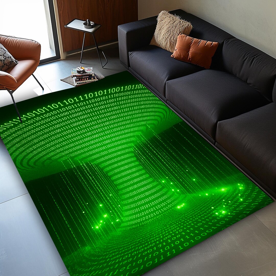 Binary Code Textile Rug Neon Binary Code Tunnel Rug, Cyberpunk Style - Etsy