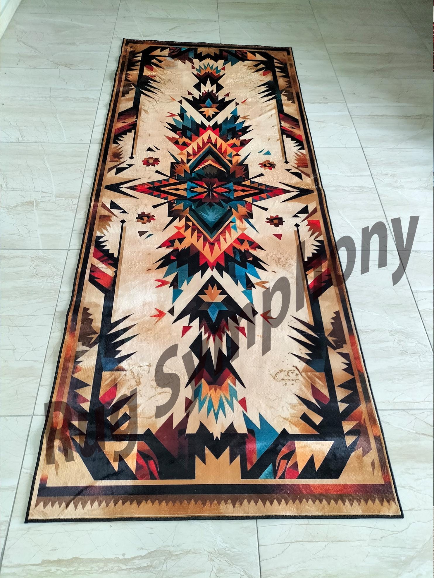 Colorful Aztec Runner Rug: Traditional Southwestern Design - Etsy