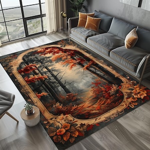 Fall Forest Area Rug: Magical Look, Oriental Style