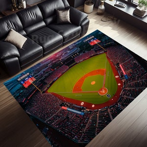 Baseball Stadium Rug, Baseball Field Rug, Baseball Rug, Green Baseball Field Area Rug, Baseball Gift, Sport Rug, Kids Rug, Baseball Area Rug