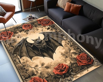 Alfombra gótica de murciélago: decoración de jardín de rosas con temática de brujas