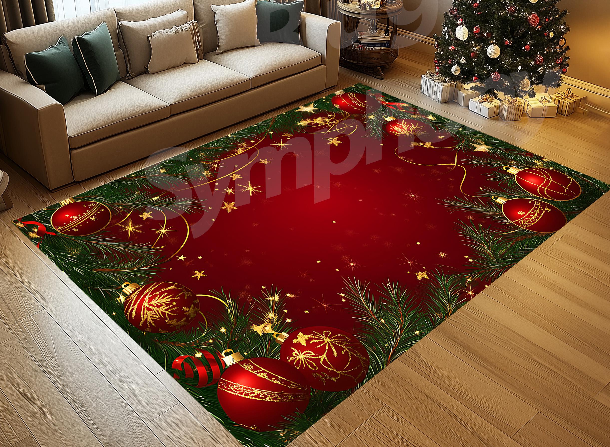 Poinsettia Christmas Rug, Non-slip Holiday Decor - Etsy