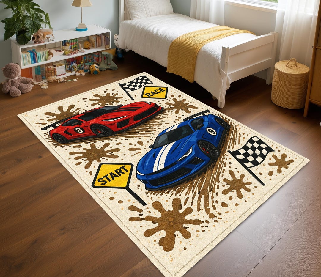Car Racing Rug Kids Sports Car Race Rug: Kids Room Car Track Design - Etsy