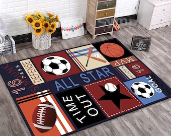 Tappeto con palline sportive: decorazione per la cameretta dei bambini