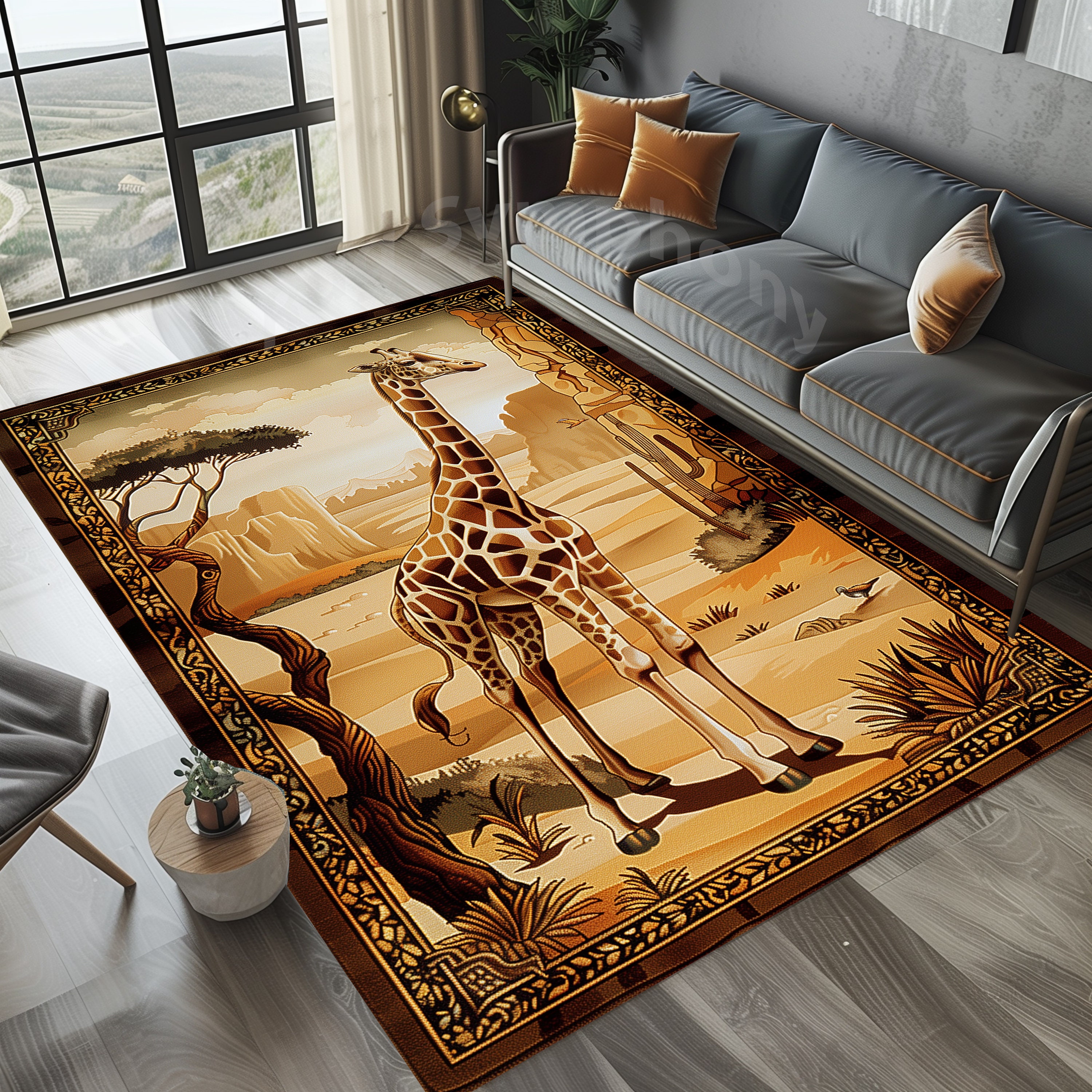 Traditional Giraffe Rug: Rustic Africa Pattern Rug - Etsy