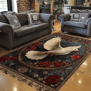 Traditional Pigeon Rug, Dove Area Rug, Pigeon Rug, Traditional Dove Rug, Dove Area Rug, Dove Rug, Birds Area Rug, Birds Rug, Peace Rug