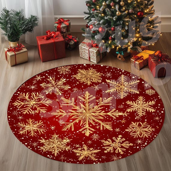 Runder Teppich der frohen Weihnachten, Goldschneeflocken-Feiertags-Dekor