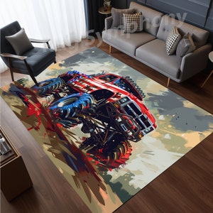 Monster Truck Carpet, Monster Truck Rug, Monster Trucks Rug, Monster Truck Fans Art Printing Floor Mat Rug, Gifts for Monster Truck