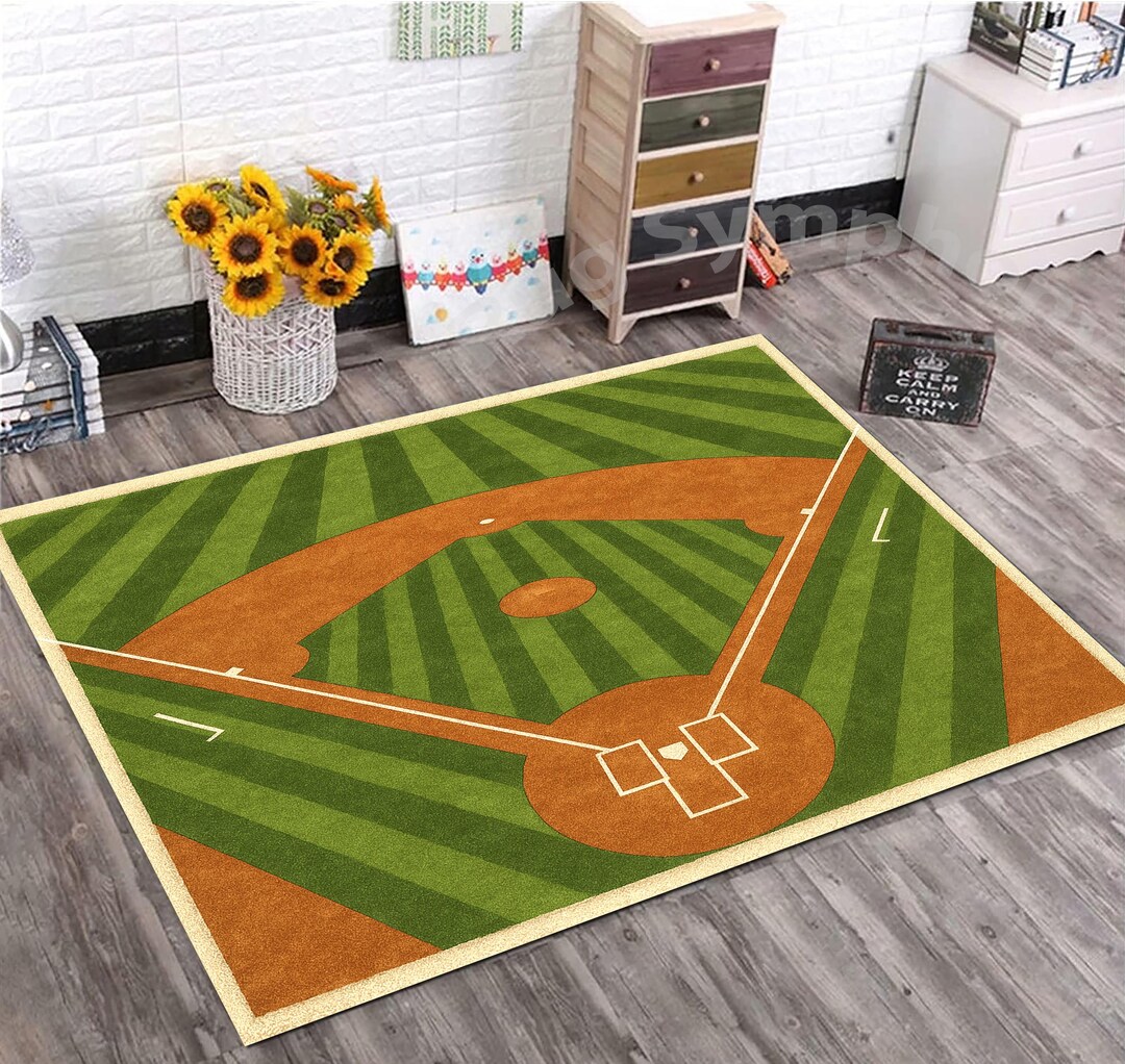 Homebase Rug Baseball Baseball Field Rug: Green Stadium Area Rug, Sports Gift - Etsy